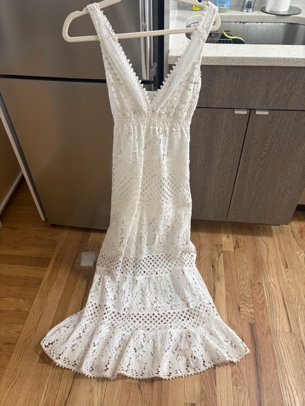 White Crochet/Lace Maxi Dress